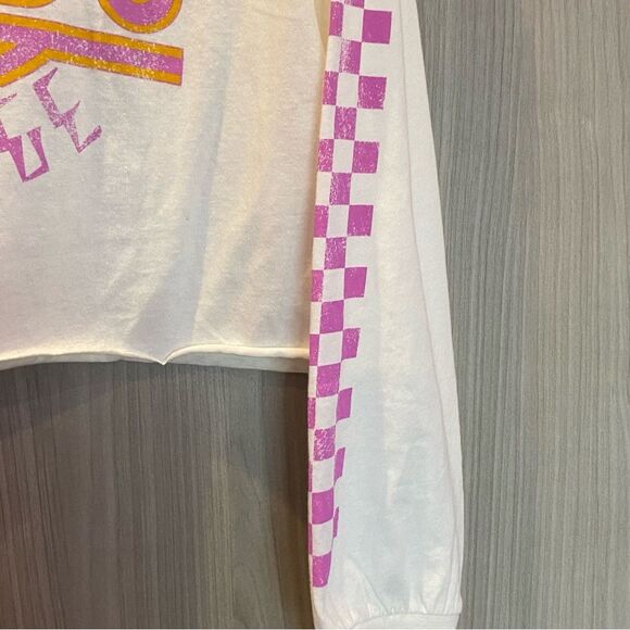 AC/DC Cropped T-shirt Cream Long Sleeve Medium 80s Vibe - Picture 4 of 8